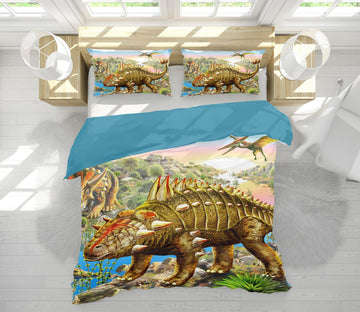 3D Dinosaur World 2102 Adrian Chesterman Bedding Bed Pillowcases Quilt Quiet Covers AJ Creativity Home 