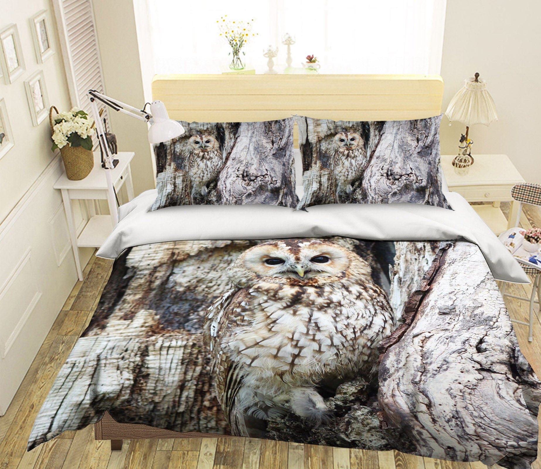 3D Owl 1932 Bed Pillowcases Quilt Quiet Covers AJ Creativity Home 