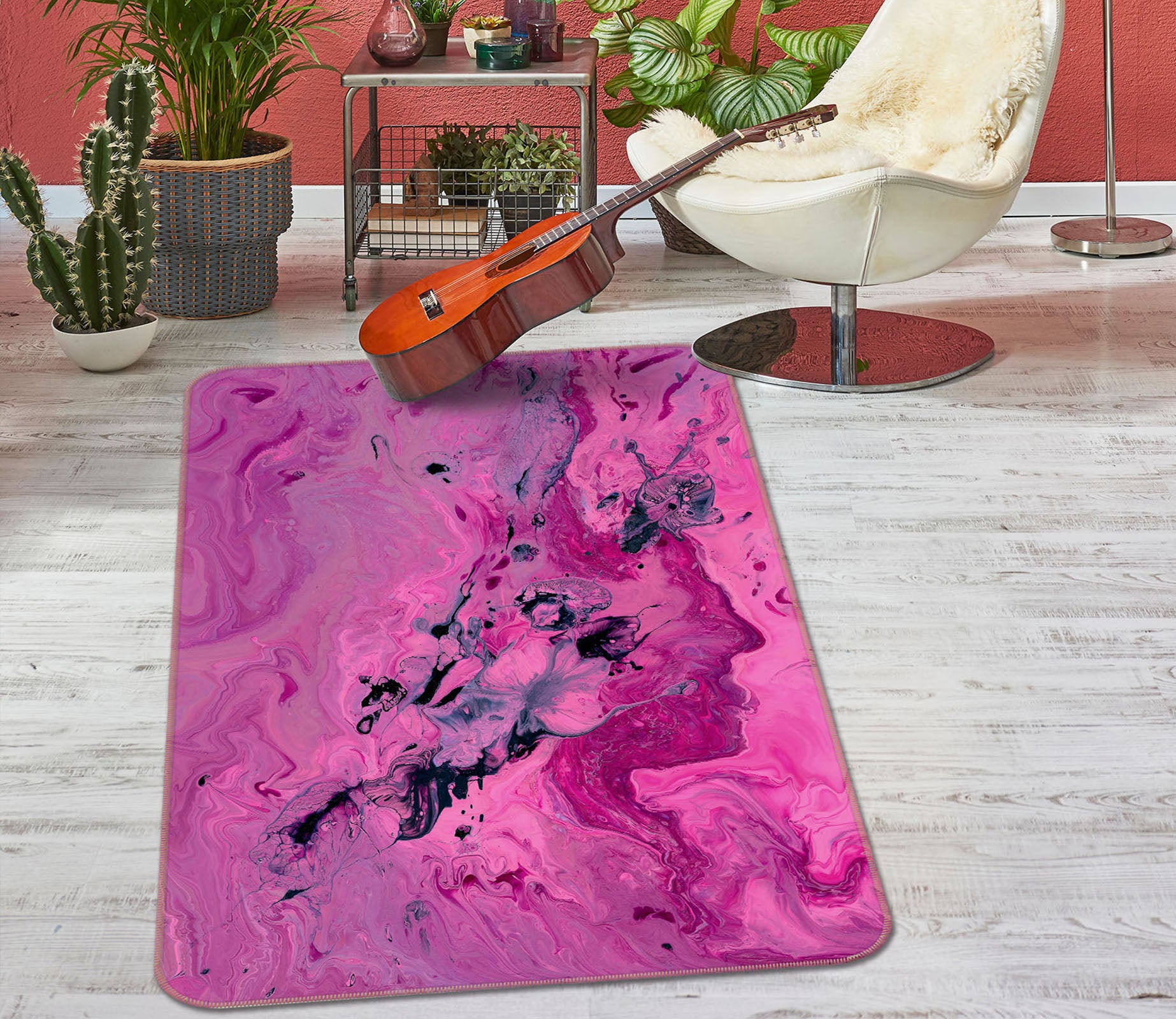 3D Fuchsia Pattern 28013 Non Slip Rug Mat