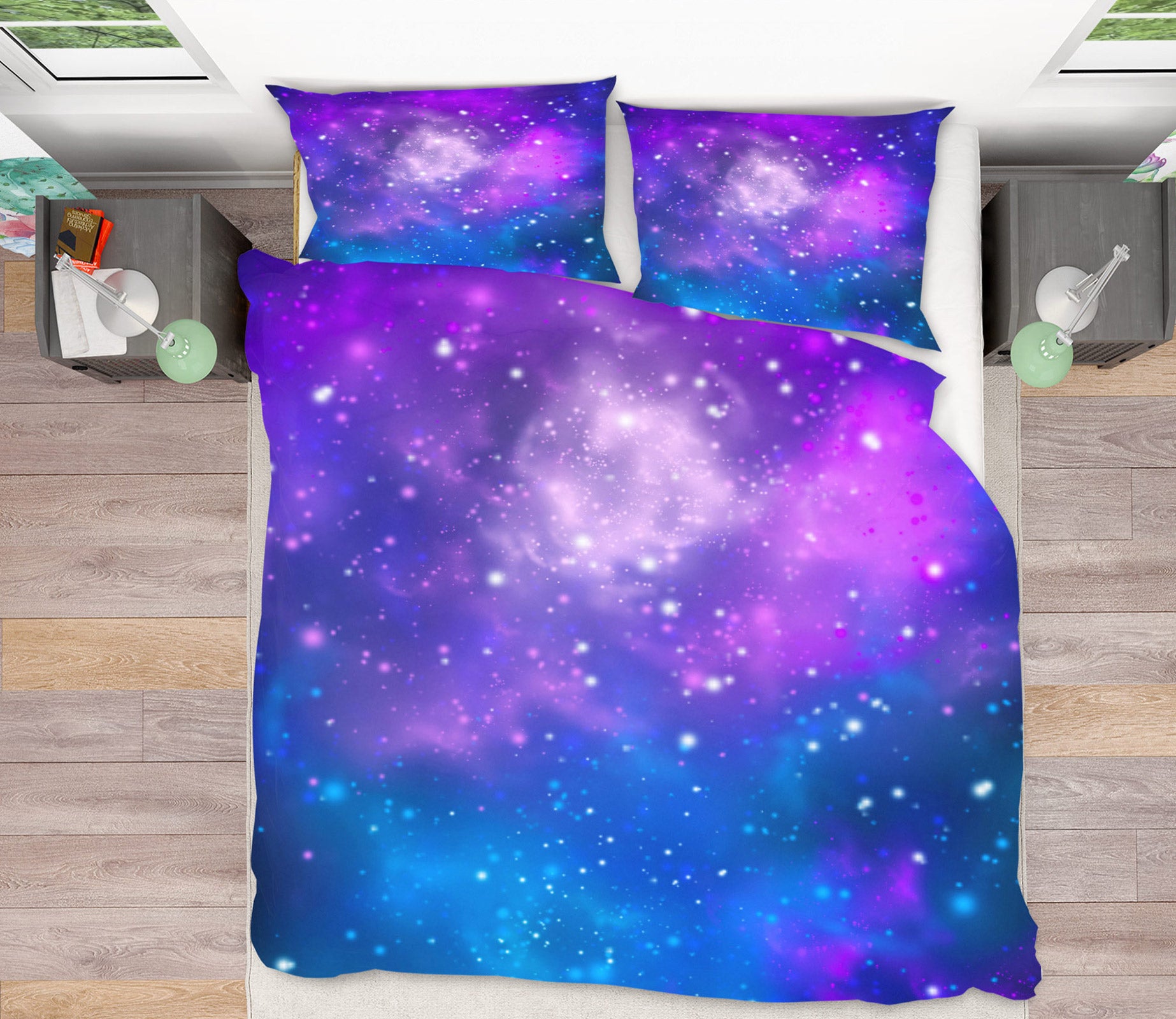 3D Purple Blue Starry Sky 16101 Bed Pillowcases Quilt