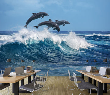 3D Dolphin Surf Jumping 159 Wall Murals