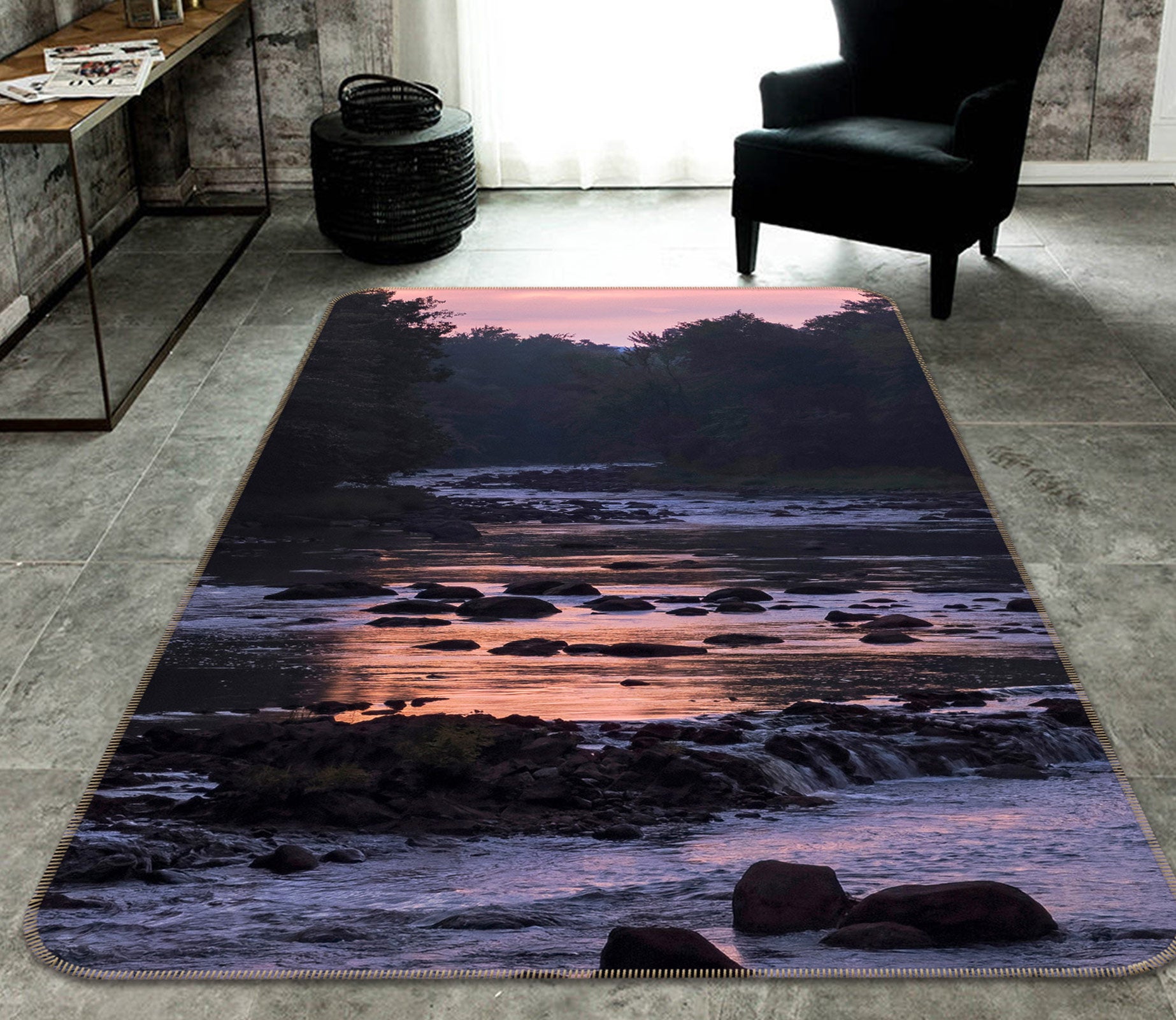 3D Twilight River 1036 Jerry LoFaro Rug Non Slip Rug Mat