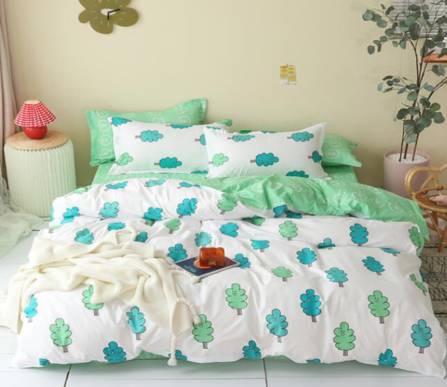 3D Green Cartoon Tree 12142 Bed Pillowcases Quilt