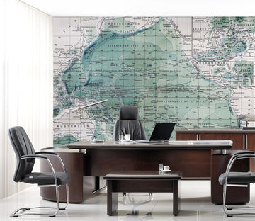 3D Vintage Green Map 04 Wall Murals Wallpaper AJ Wallpaper 
