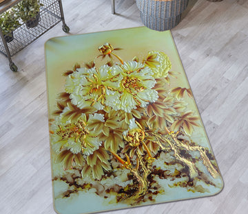 3D Golden Flowers 32230 Non Slip Rug Mat