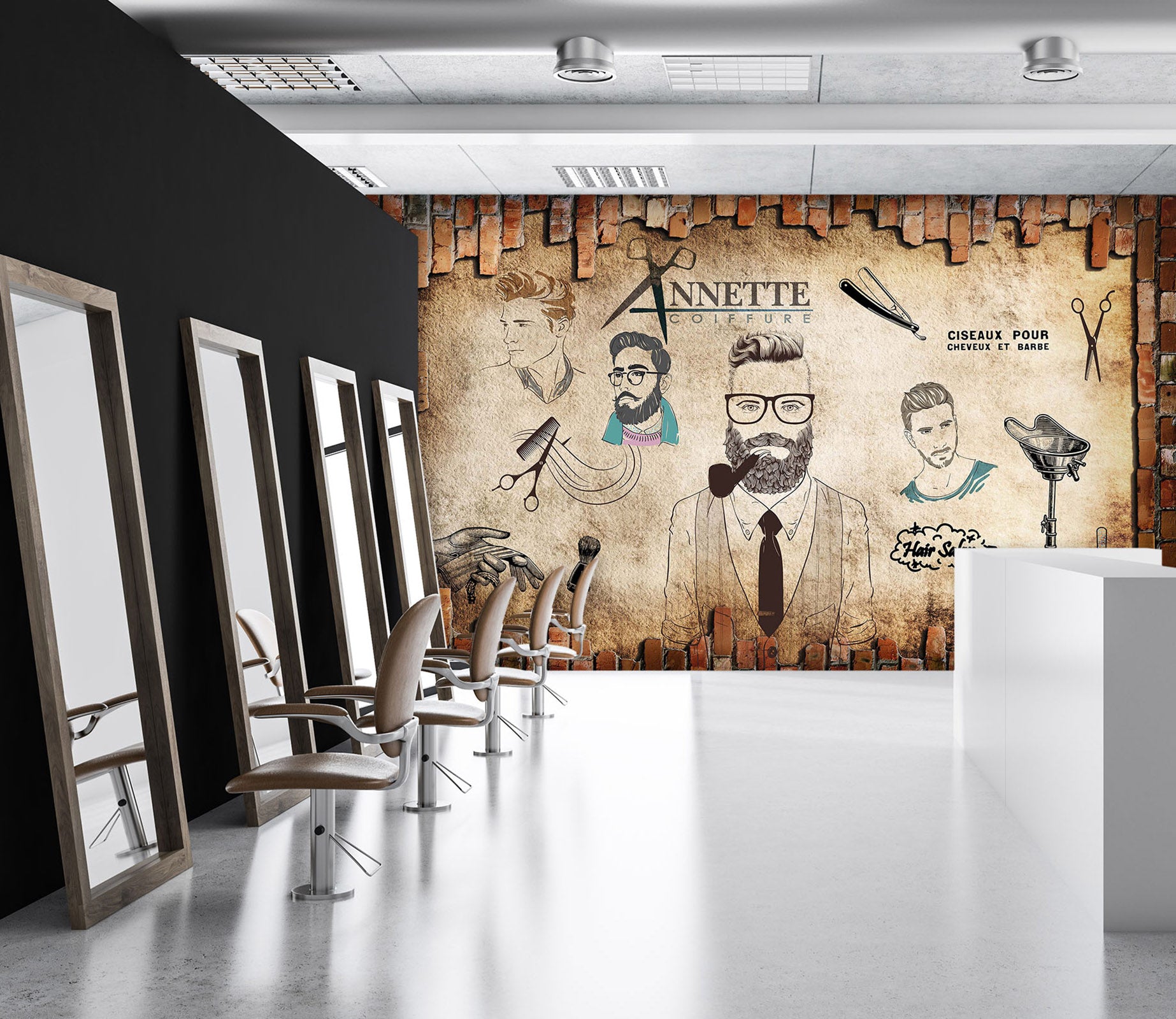 3D Man Pipe 073 Wall Murals