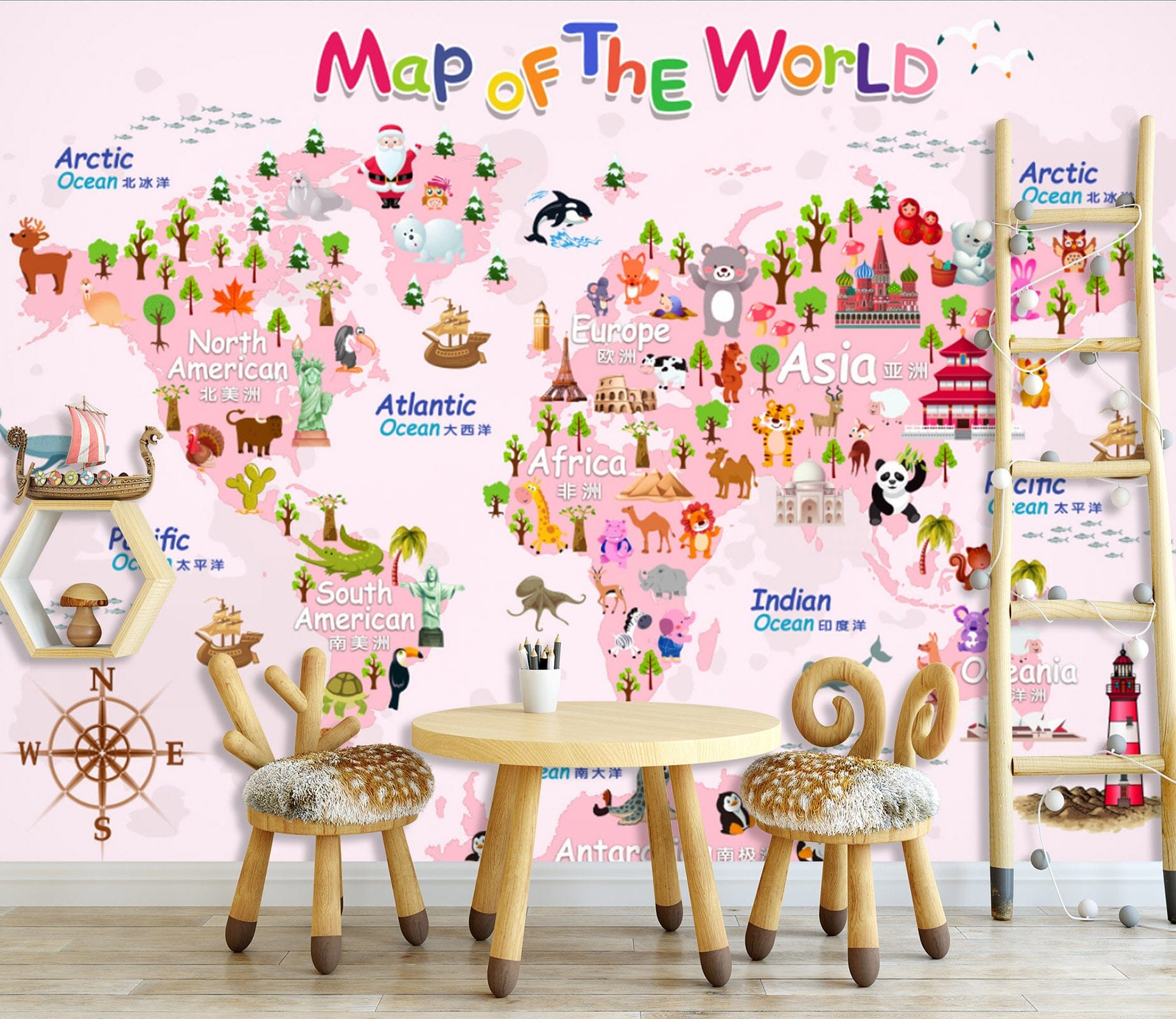 3D Pink Map 1643 Wall Murals Wallpaper AJ Wallpaper 2 