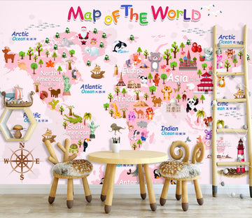 3D Pink Map 1643 Wall Murals Wallpaper AJ Wallpaper 2 