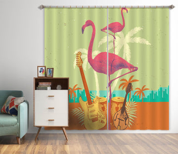 3D Flamingo Flock 057 Showdeer Curtain Curtains Drapes Curtains AJ Creativity Home 