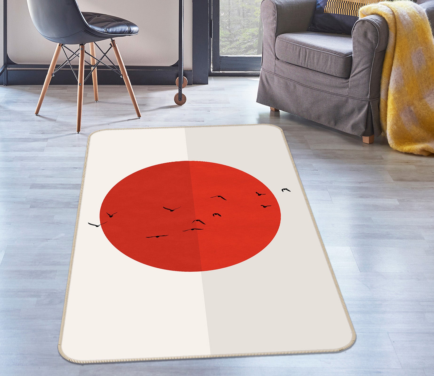 3D Red Sun 84150 Boris Draschoff Rug Non Slip Rug Mat