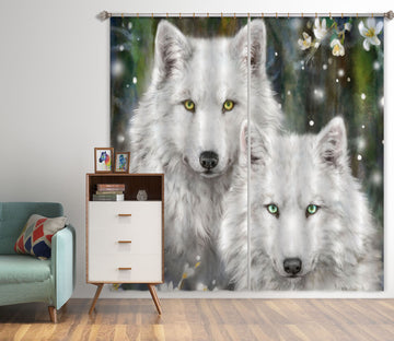 3D White Wolf Flower 9085 Kayomi Harai Curtain Curtains Drapes