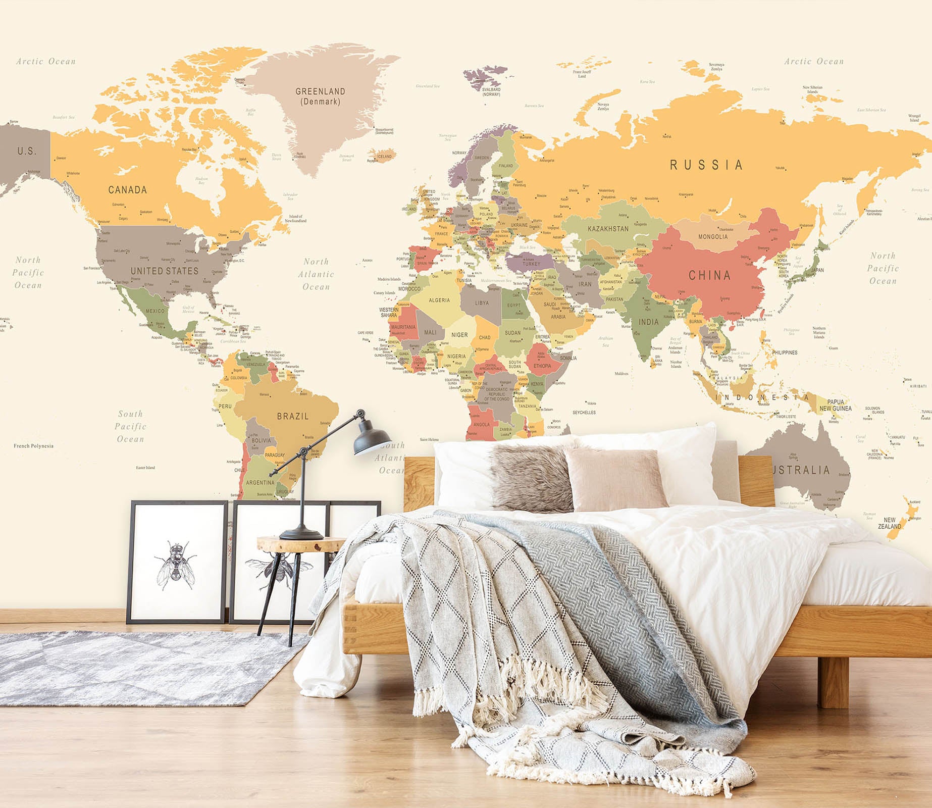 3D Yellow World Map 1127 Wall Murals