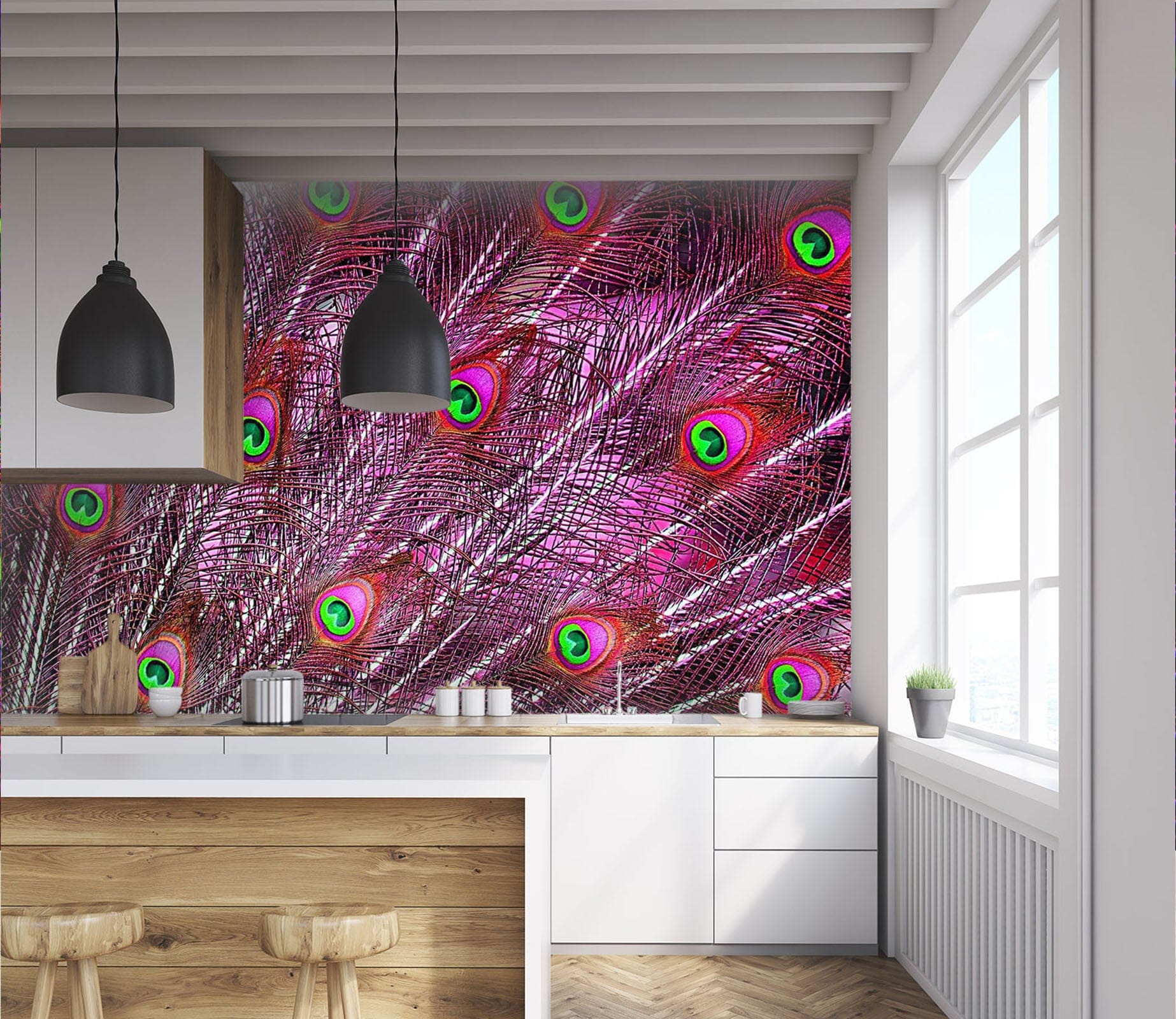 3D Red Peacock 214 Wall Murals Wallpaper AJ Wallpaper 2 