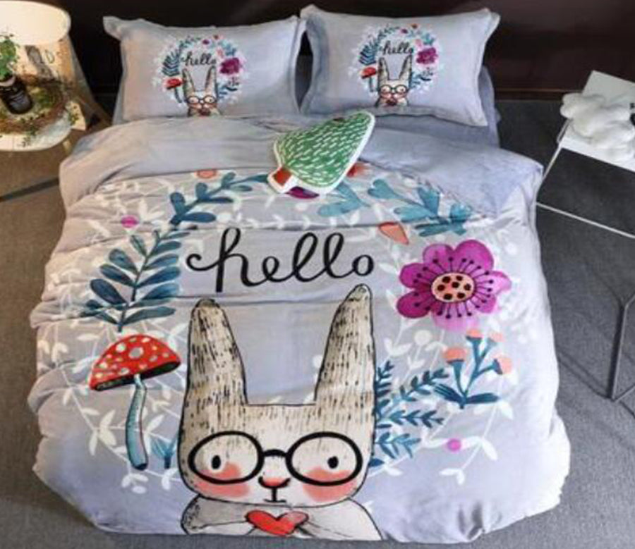 3D Bunny With Glasses 18002 Bed Pillowcases Quilt