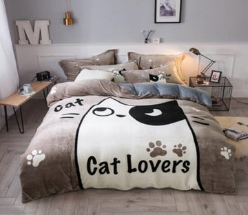 3D Black White Cat 18022 Bed Pillowcases Quilt