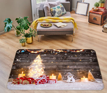 3D Snow Gift White Tree 55001 Christmas Non Slip Rug Mat Xmas