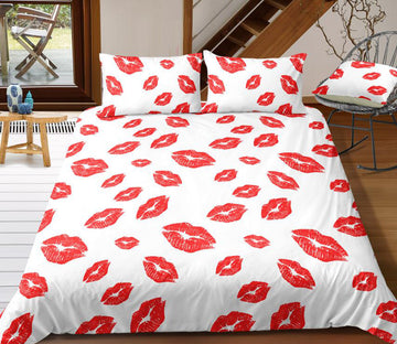 3D Red Lips On White 6115 Bed Pillowcases Quilt