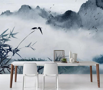 3D Bamboo Leaves WC1143 Wall Murals