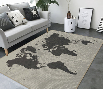 3D Gray Pattern 2004 World Map Non Slip Rug Mat Mat AJ Creativity Home 