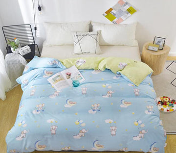 3D Baby Blue Moon Elephant 3023 Bed Pillowcases Quilt