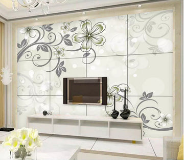 3D Flowers And Leaves 2083 Wall Murals