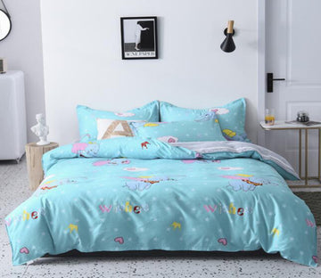 3D Light Blue Dumbo 13016 Bed Pillowcases Quilt