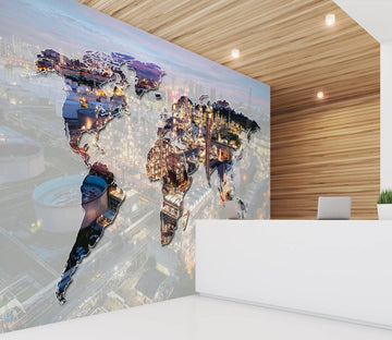 3D Patchwork Pattern 2119 World Map Wall Murals AJ Wallpaper 