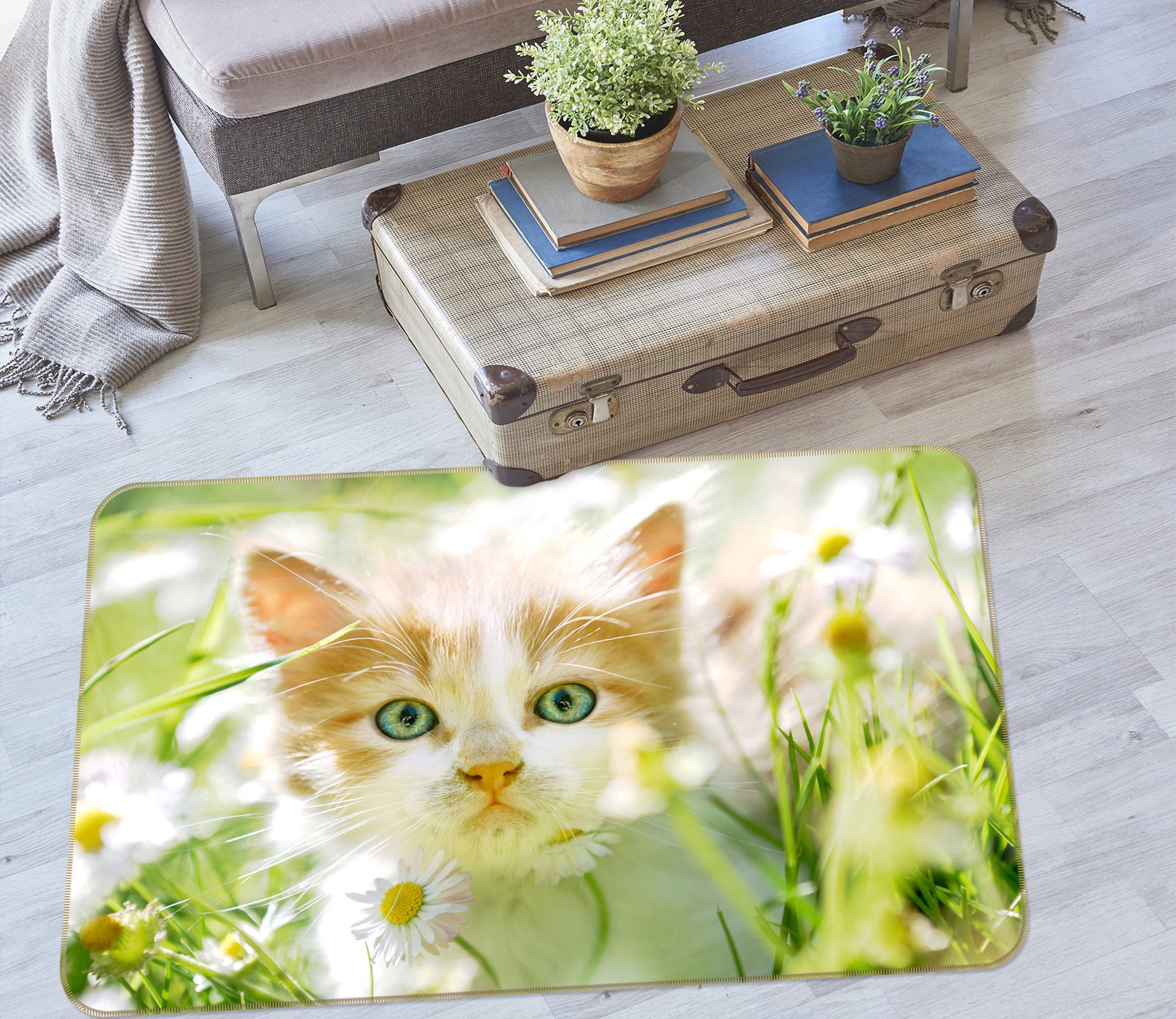 3D Flower Kitten 37094 Non Slip Rug Mat