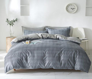 3D Dark Gray Grid 13147 Bed Pillowcases Quilt