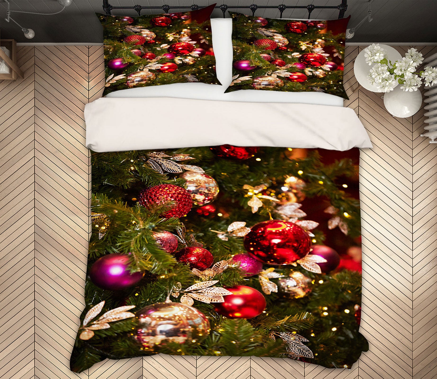3D Color Ball Pendant 51015 Christmas Quilt Duvet Cover Xmas Bed Pillowcases