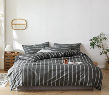 3D Black Vertical Stripes 30018 Bed Pillowcases Quilt
