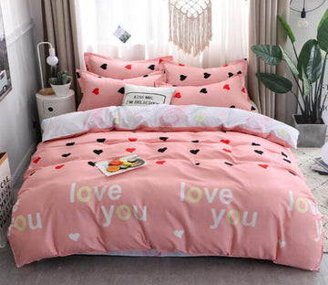 3D Red And Black Love 13077 Bed Pillowcases Quilt