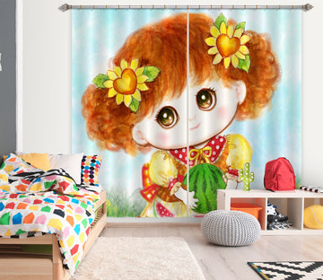 3D Watermelon Girl 9029 Kayomi Harai Curtain Curtains Drapes