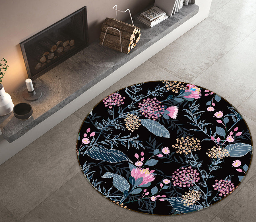 3D Flower 64166 Round Non Slip Rug Mat