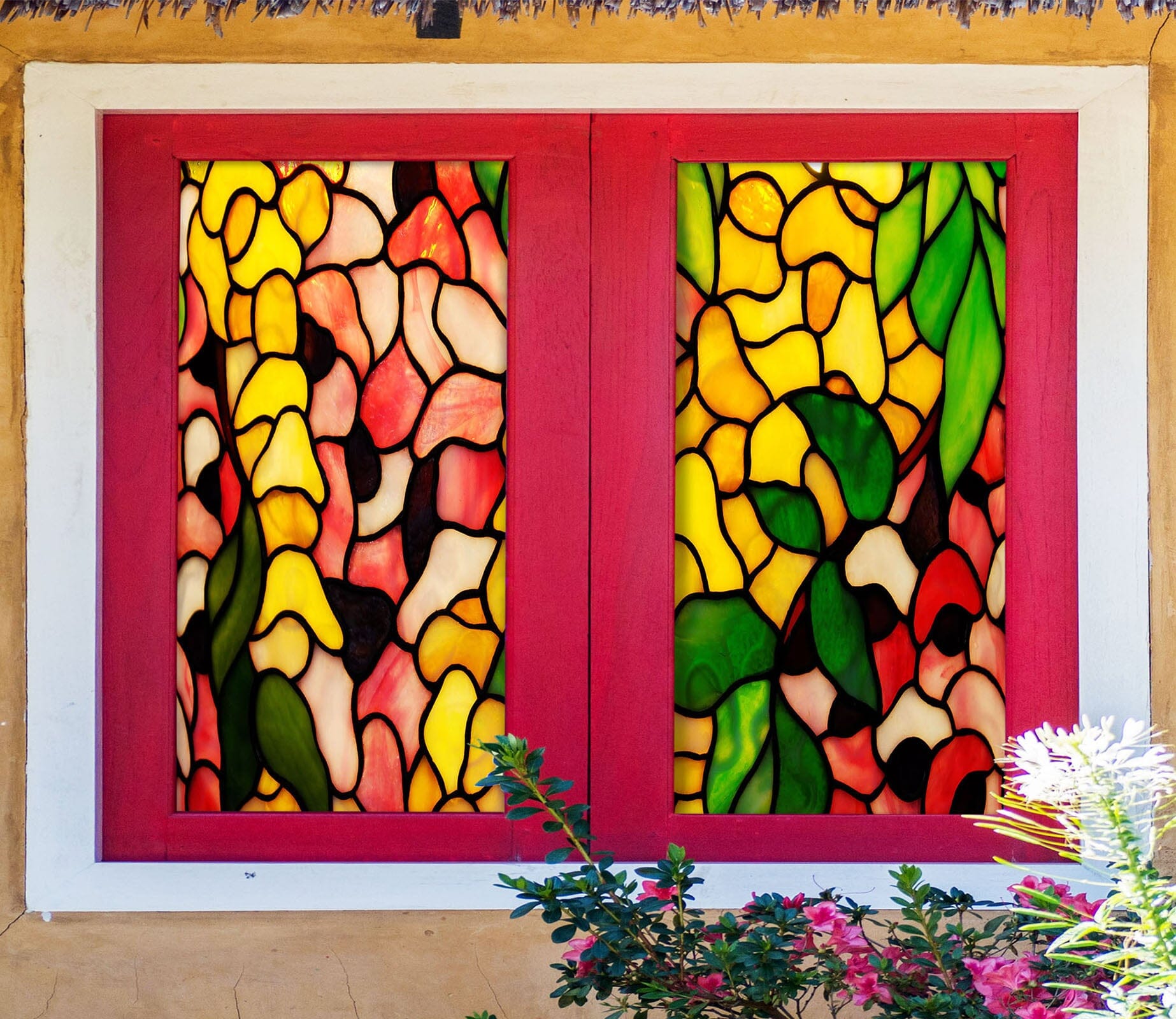3D Colored Petals 260 Window Film Print Sticker Cling Stained Glass UV Block Wallpaper AJ Wallpaper 2 