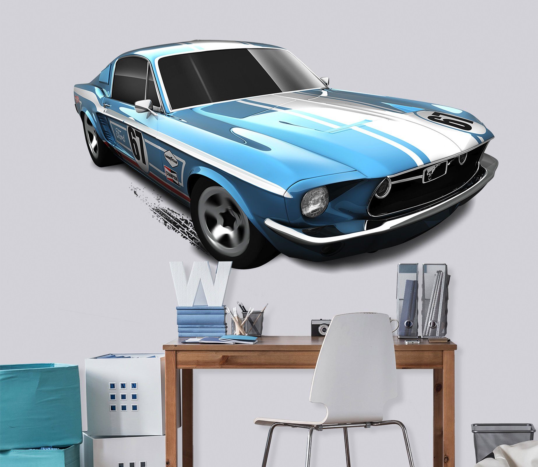 3D Wild Horse Silver black 0315 Vehicles Wallpaper AJ Wallpaper 