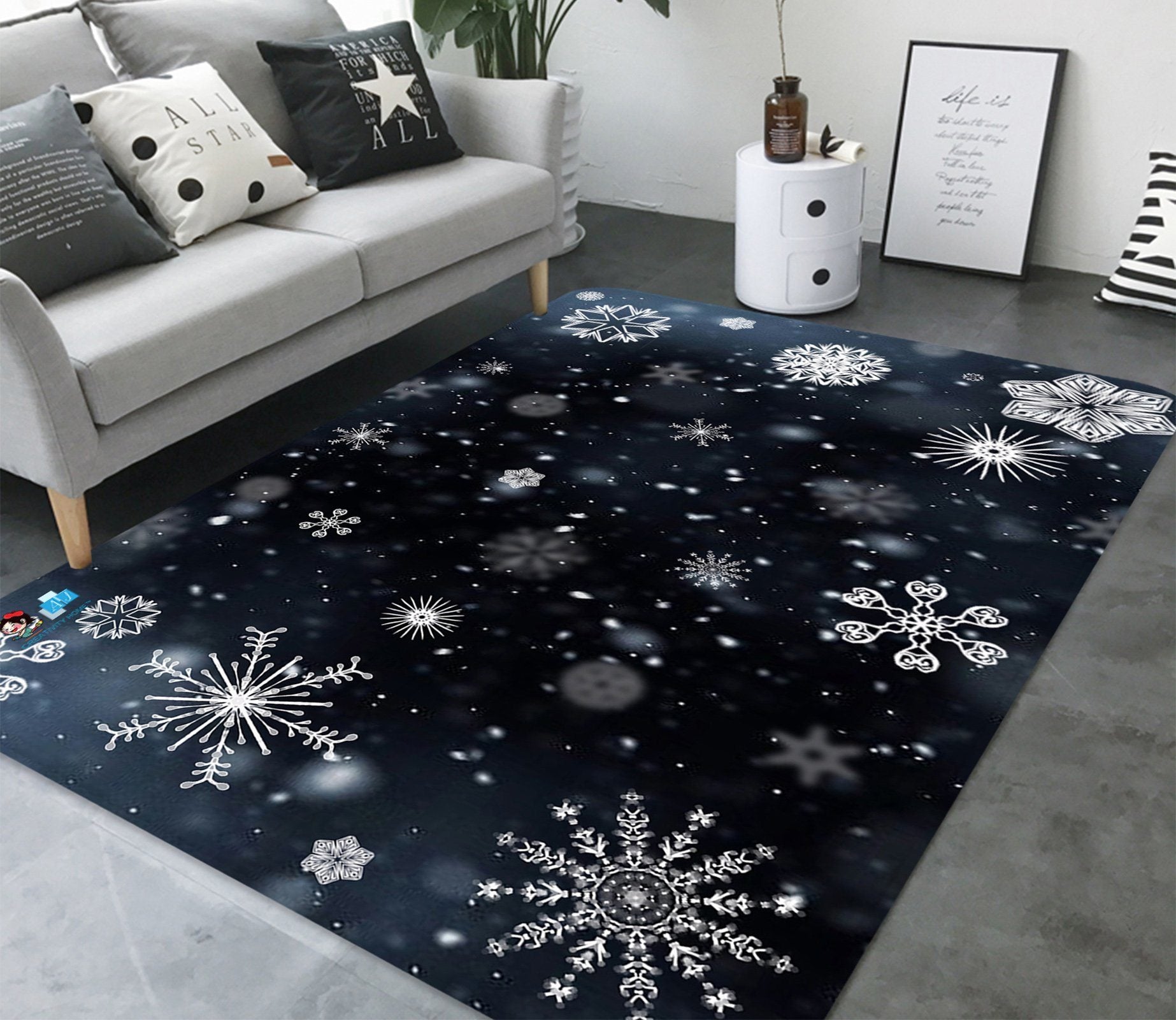 3D Snowflake Falling 022 Non Slip Rug Mat Mat AJ Creativity Home 