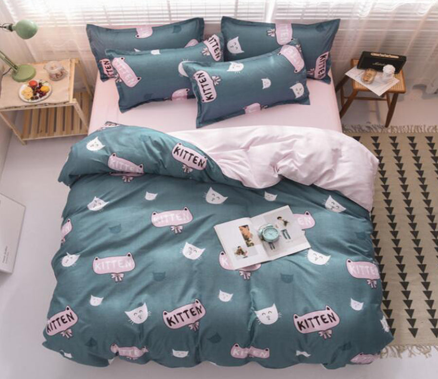 3D Cat Head 13124 Bed Pillowcases Quilt