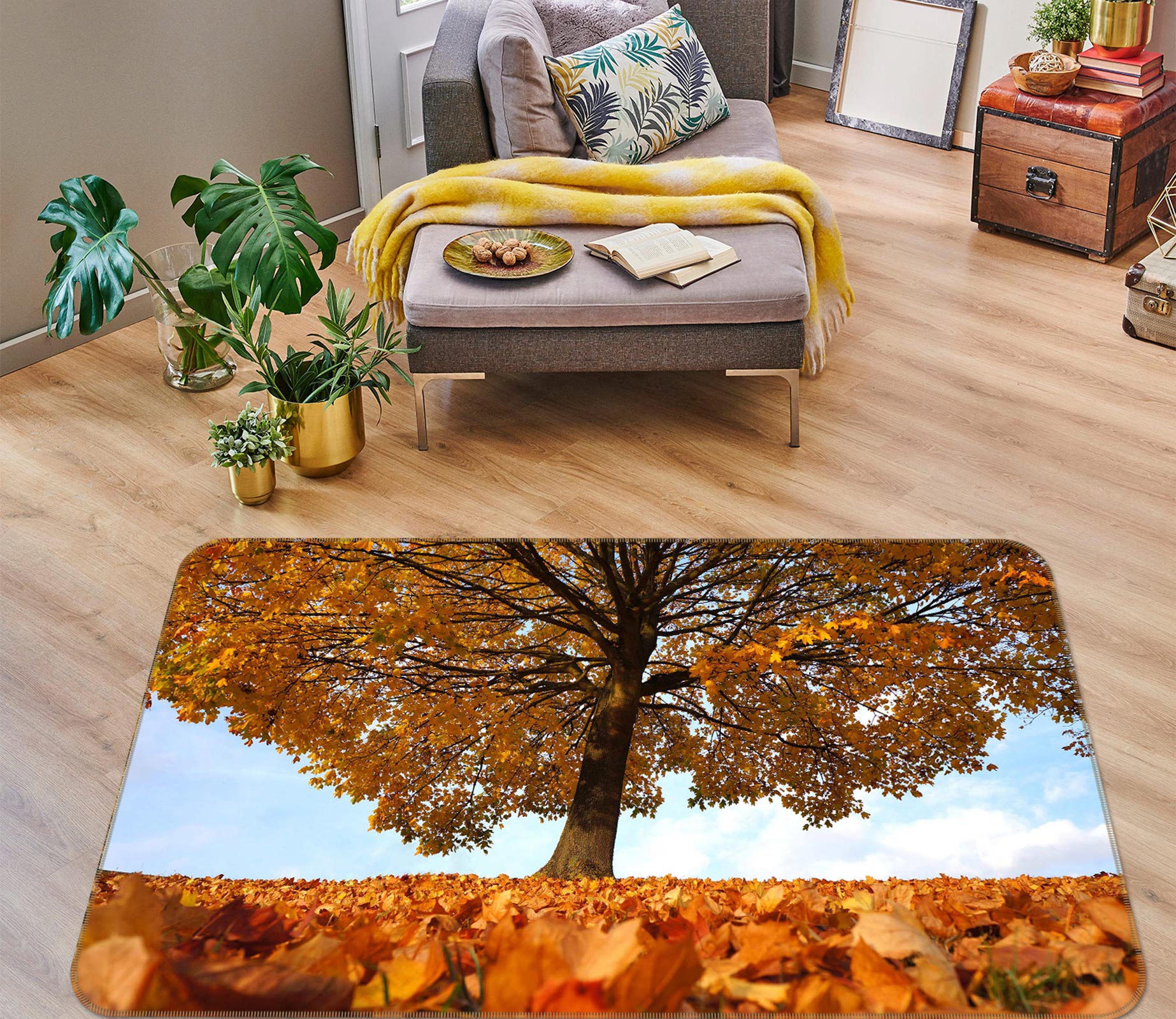 3D Tree Leaves 76258 Non Slip Rug Mat
