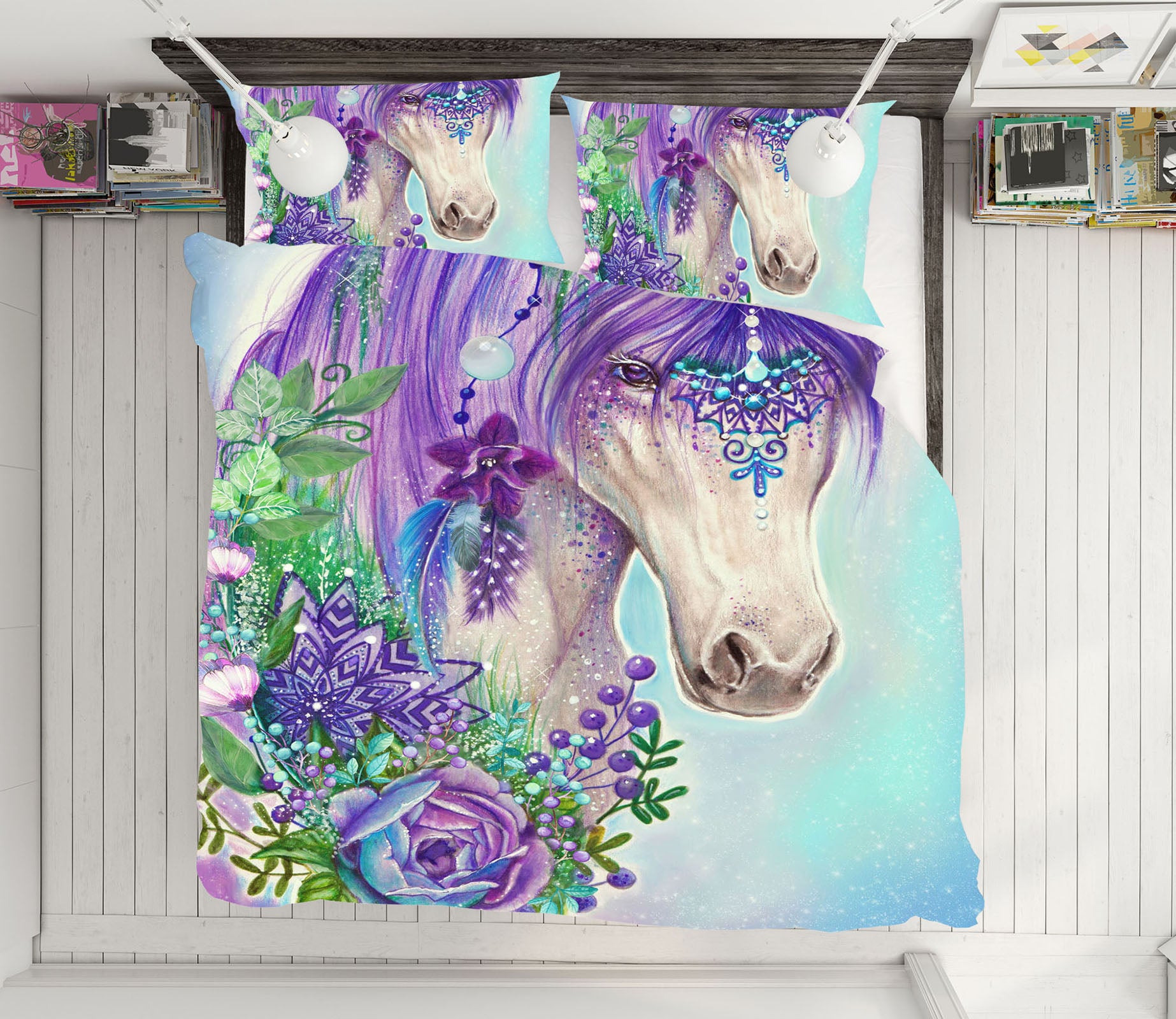 3D Purple Unicorn Petals 8553 Sheena Pike Bedding Bed Pillowcases Quilt Cover Duvet Cover
