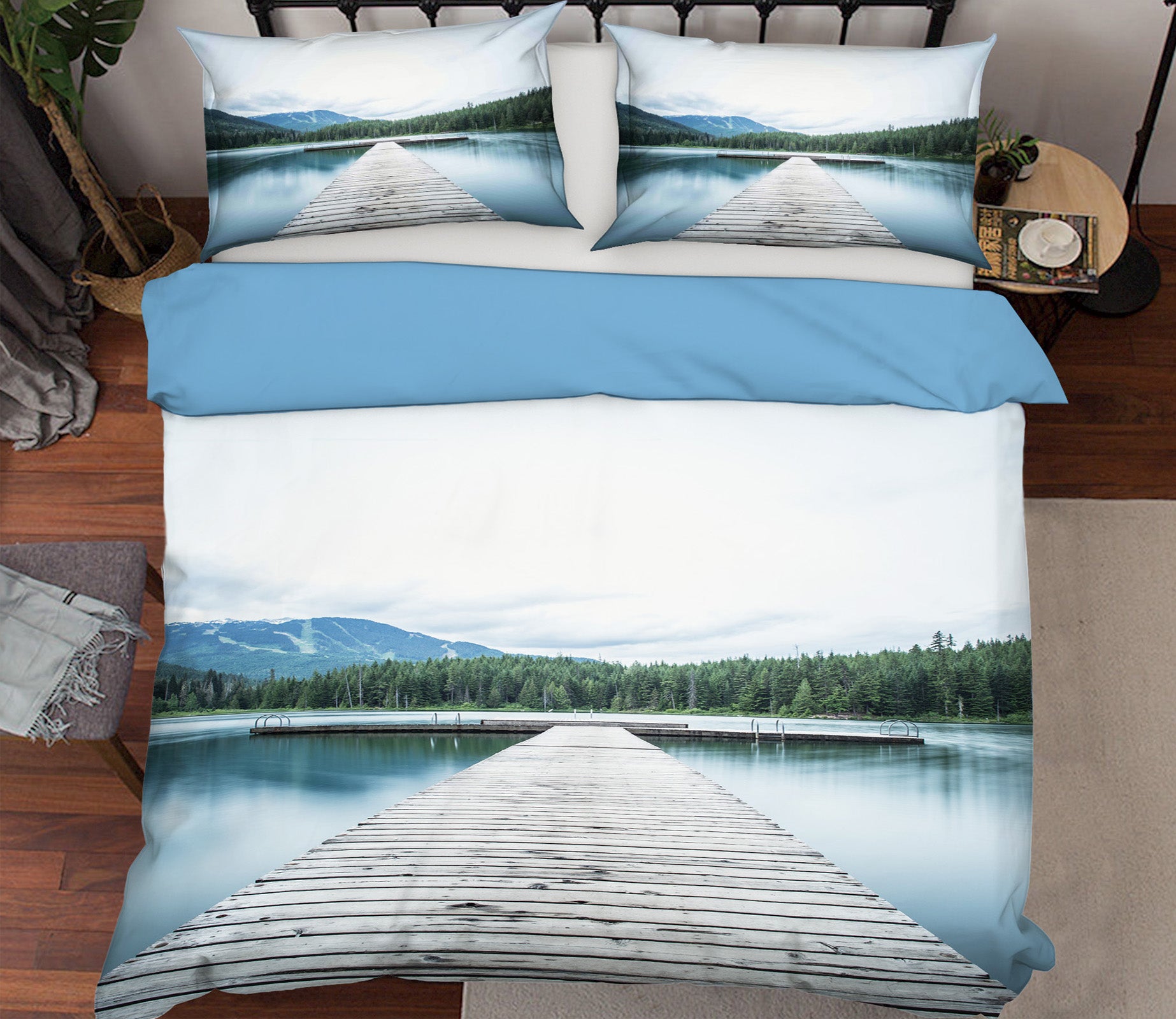 3D Bridge River 19185 Bed Pillowcases Quilt