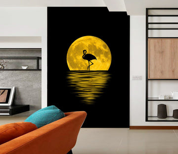 3D Moon Flamingo 110 Wall Murals Wallpaper AJ Wallpaper 2 