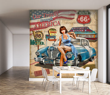 3D Blue Car Model 242 Vehicle Wall Murals