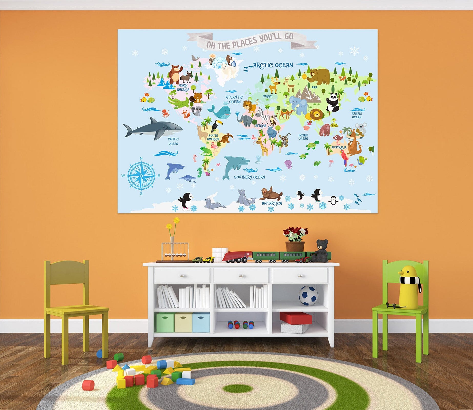 3D Animal World 282 World Map Wall Sticker Wallpaper AJ Wallpaper 2 