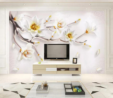 3D White Flowers 1030 Wall Murals Wallpaper AJ Wallpaper 2 