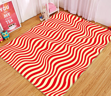 3D Red Wave 34231 Non Slip Rug Mat