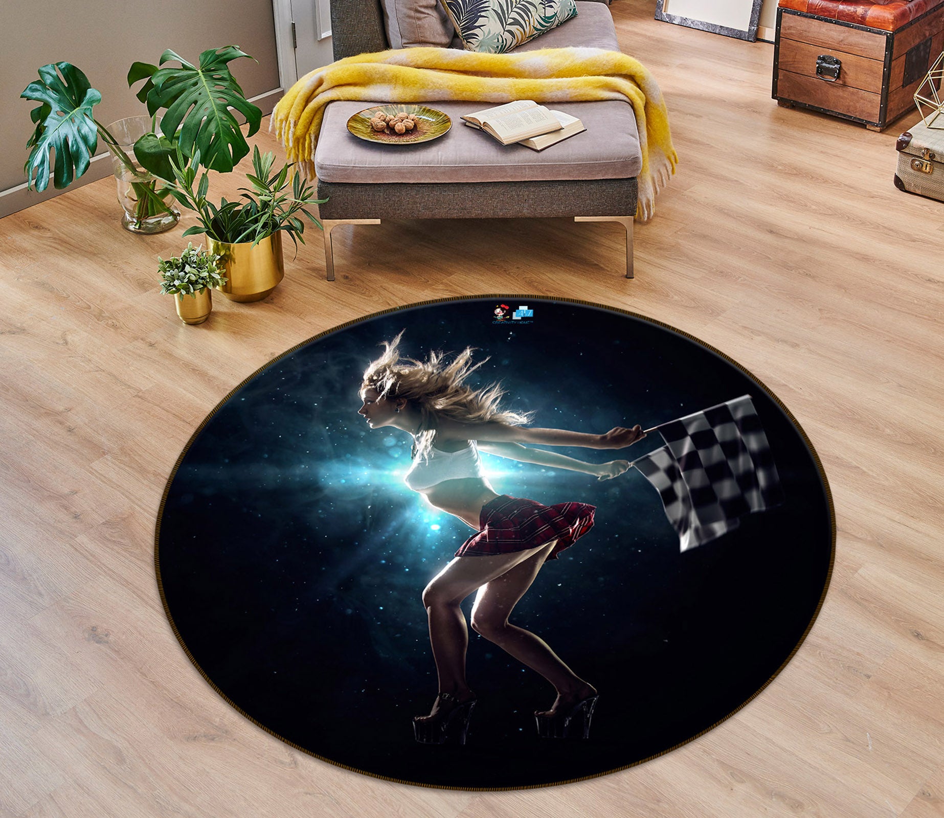 3D Beauty Referee 74151 Round Non Slip Rug Mat