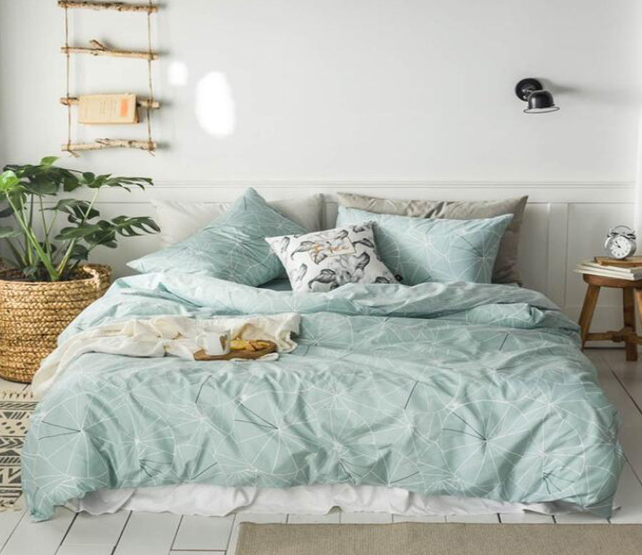 3D Light Green 7039 Bed Pillowcases Quilt