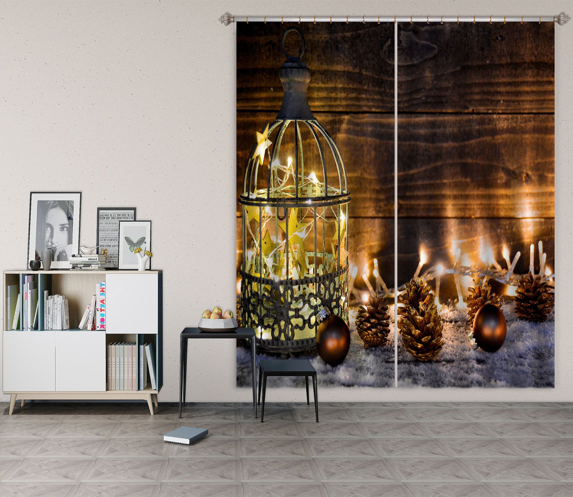 3D String Lights Pine Cones 52084 Christmas Curtains Drapes Xmas