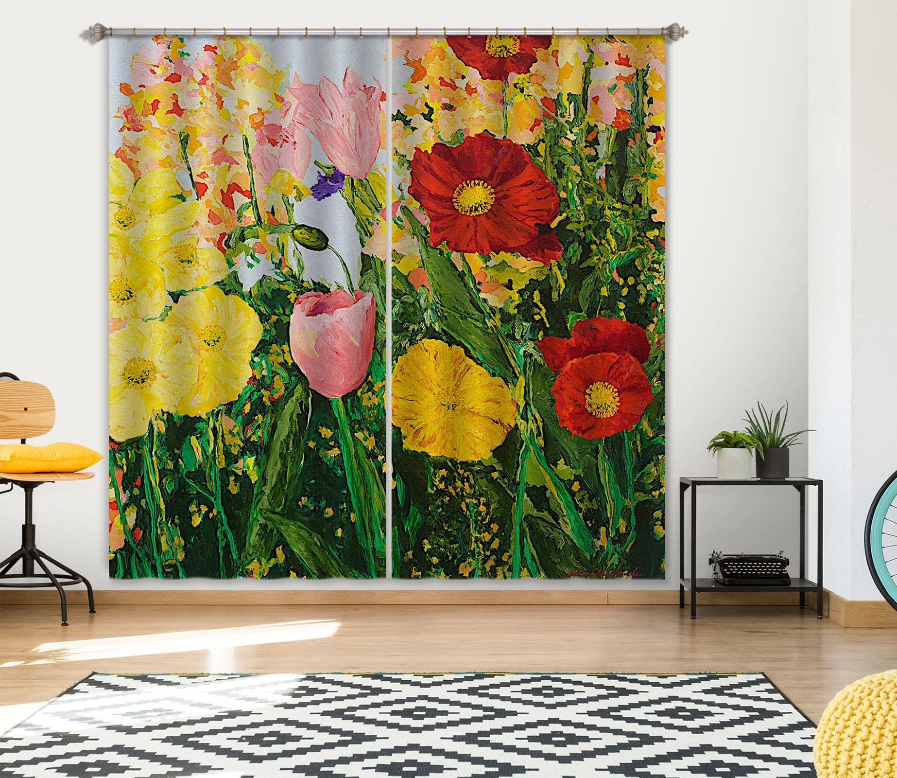 3D Red Flowers 162 Allan P. Friedlander Curtain Curtains Drapes Curtains AJ Creativity Home 